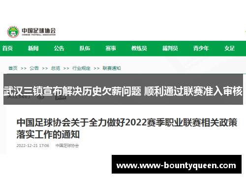 武汉三镇宣布解决历史欠薪问题 顺利通过联赛准入审核 武汉三镇宣布解决历史欠薪问题 顺利通过联赛准入审核